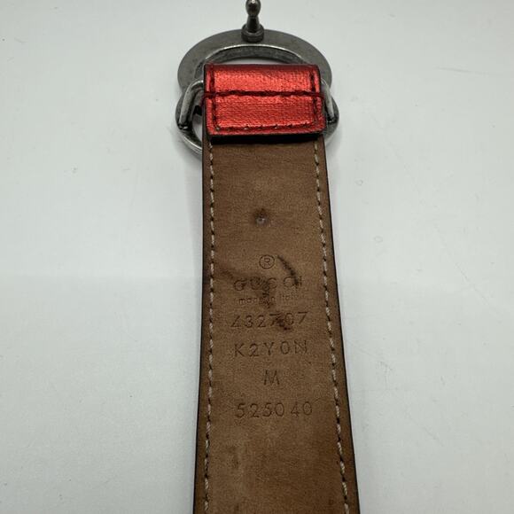 GUCCI Leather Belt Red Gg Marmont Double G Buckle Stylish - EUC main image 7